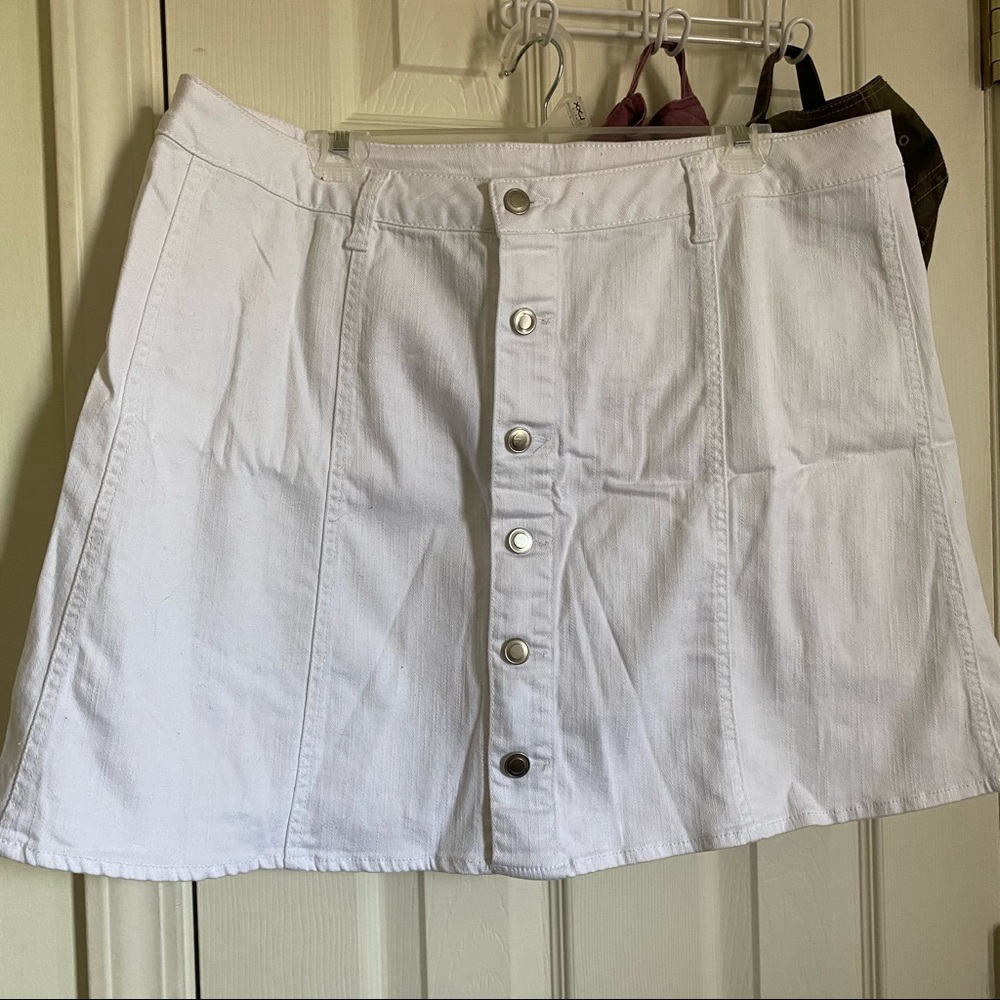 White Denim Button Up Skirt